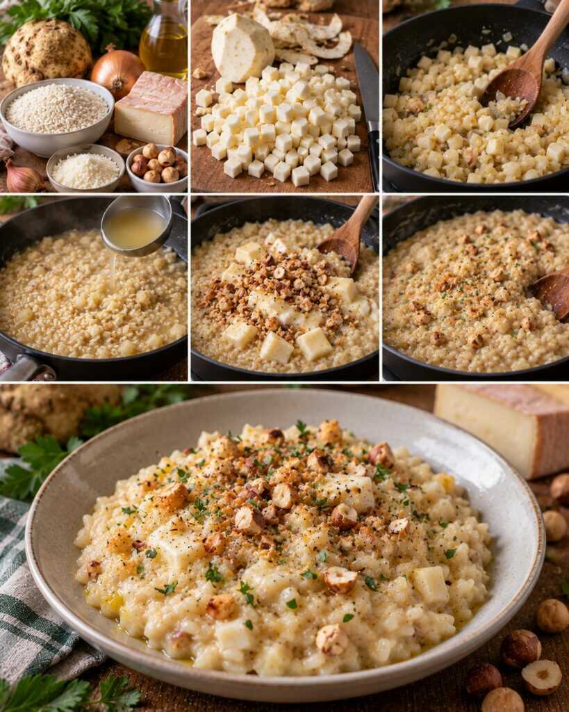Risotto al Sedano Rapa con Taleggio e Nocciole – Piemonte