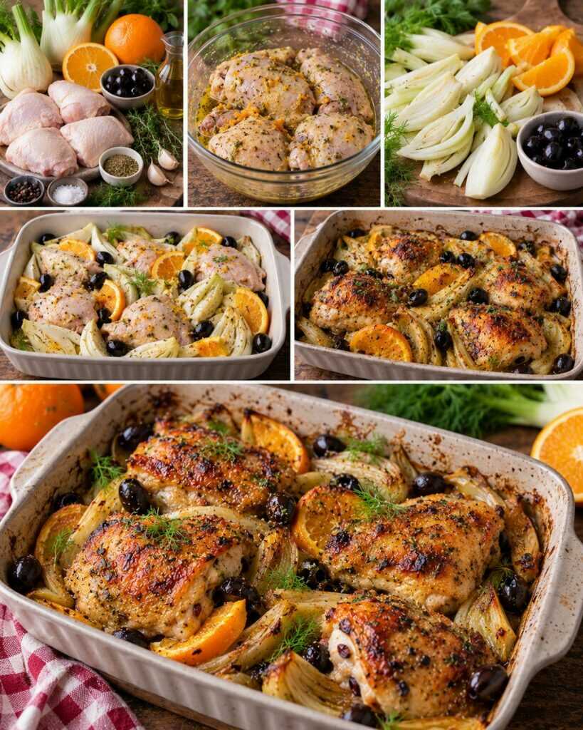 Pollo al Forno con Finocchi, Arancia e Olive Nere – Sicilia