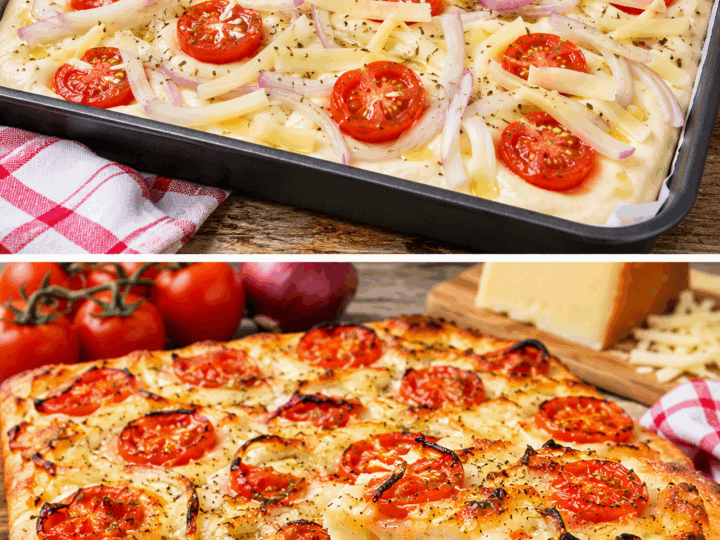 Focaccia Siciliana con Pomodoro, Cipolla e Caciocavallo – Sicilia