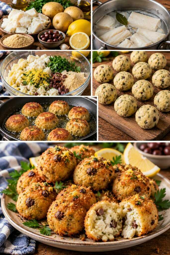 Polpettine di Baccalà con Patate, Olive Taggiasche e Limone – Liguria