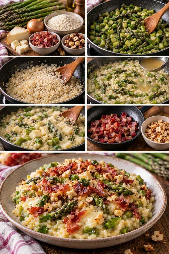 Risotto agli Asparagi con Taleggio, Nocciole Tostate e Speck – Lombardia