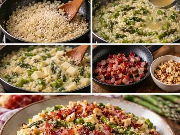 Risotto agli Asparagi con Taleggio, Nocciole Tostate e Speck – Lombardia