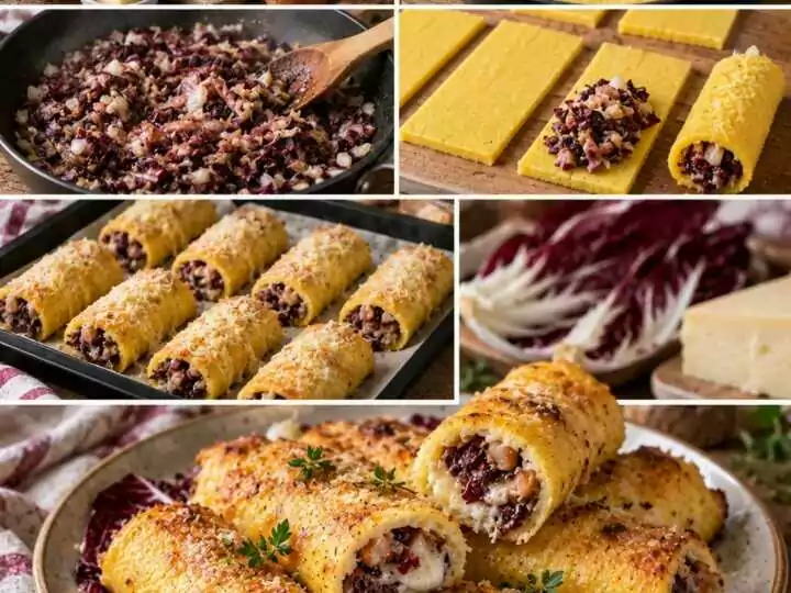 Cannoli Salati di Polenta con Radicchio, Asiago e Speck – Veneto