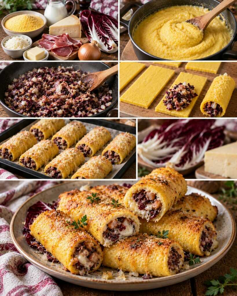 Cannoli Salati di Polenta con Radicchio, Asiago e Speck – Veneto