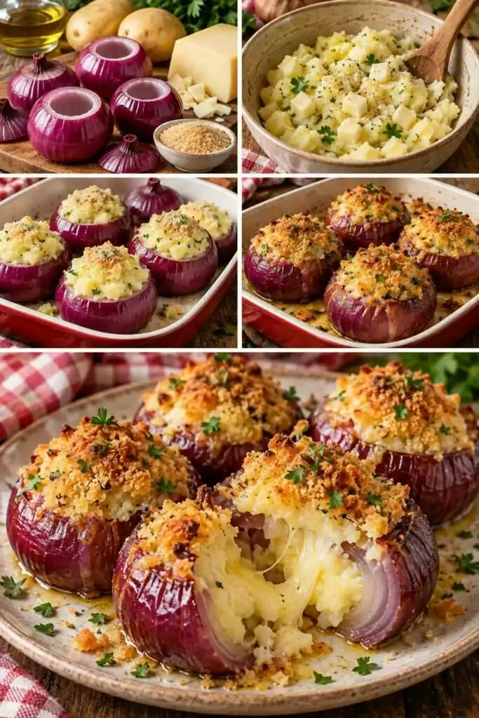 Cipolle Rosse Ripiene di Patate, Caciocavallo e Mollica Croccante – Calabria