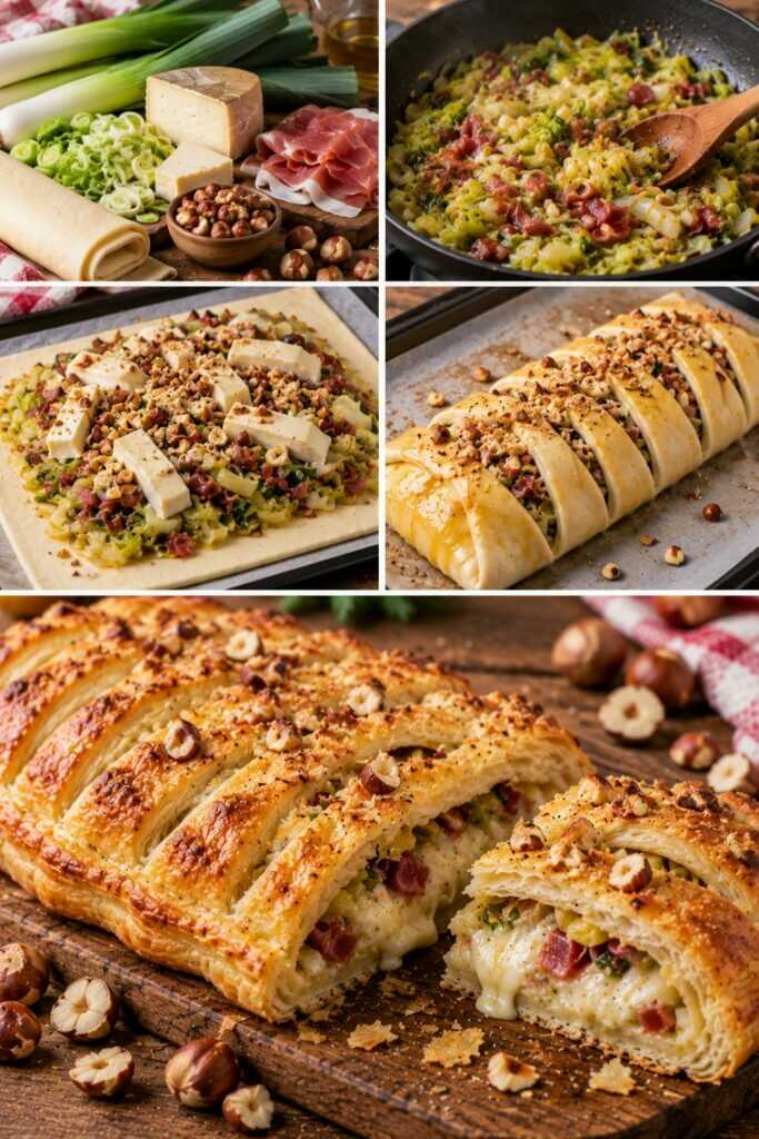 Sfogliata Croccante con Porri, Taleggio, Speck e Nocciole – Lombardia