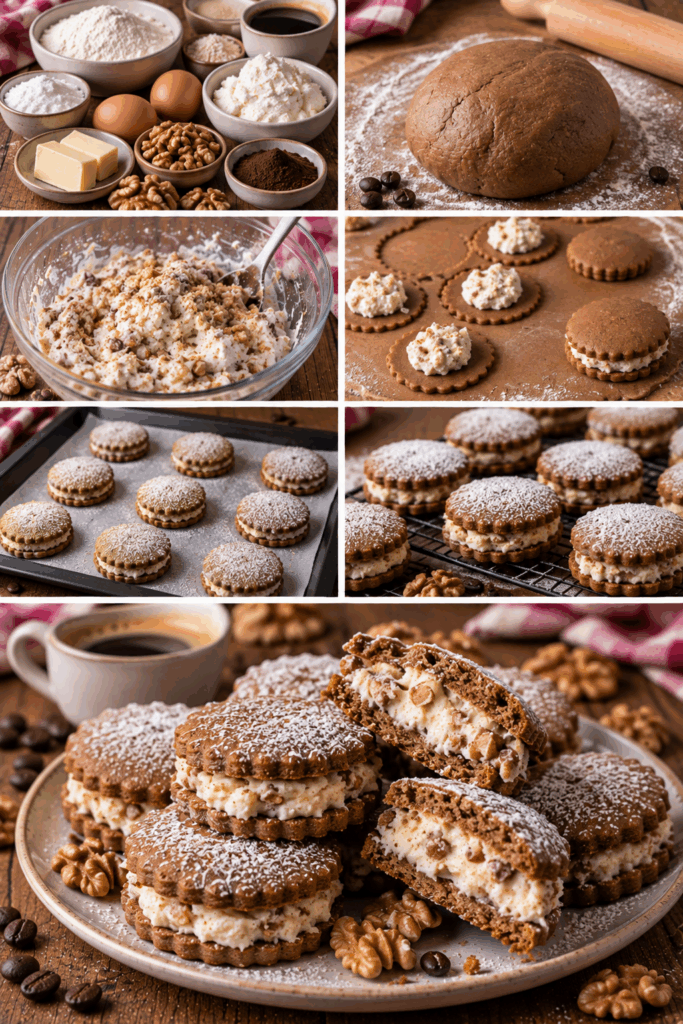 Biscotti di Frolla al Caffè con Cuore di Ricotta e Noci – Sicilia