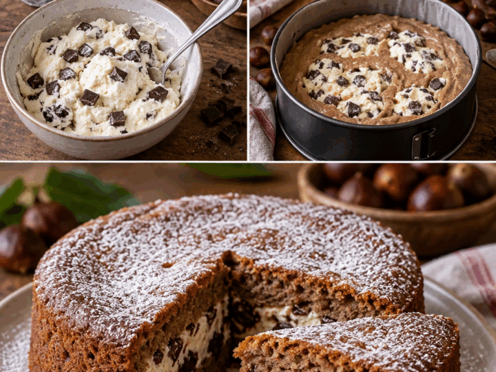 Torta di Castagne con Cuore di Ricotta e Cioccolato Fondente – Toscana