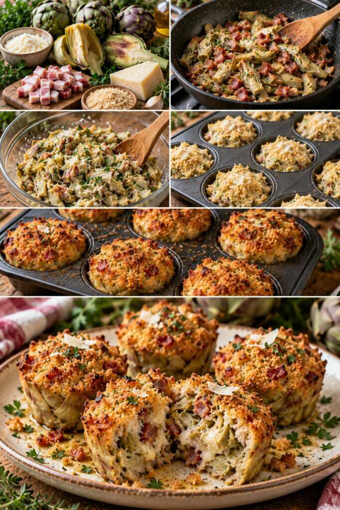 Tortini Caldi di Carciofi con Pecorino, Guanciale e Mollica Croccante – Lazio