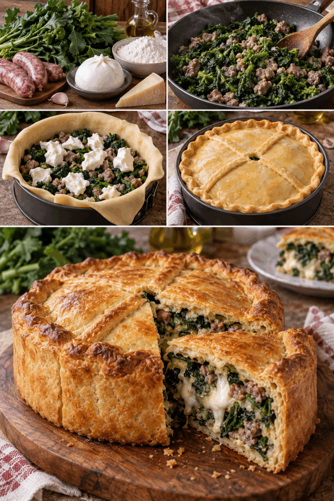 Pizza Rustica con Cime di Rapa, Burrata e Salsiccia – Puglia