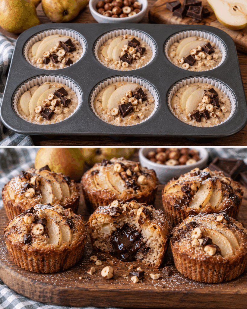 Tortine di Pere con Nocciole e Cuore di Cioccolato Fondente – Piemonte