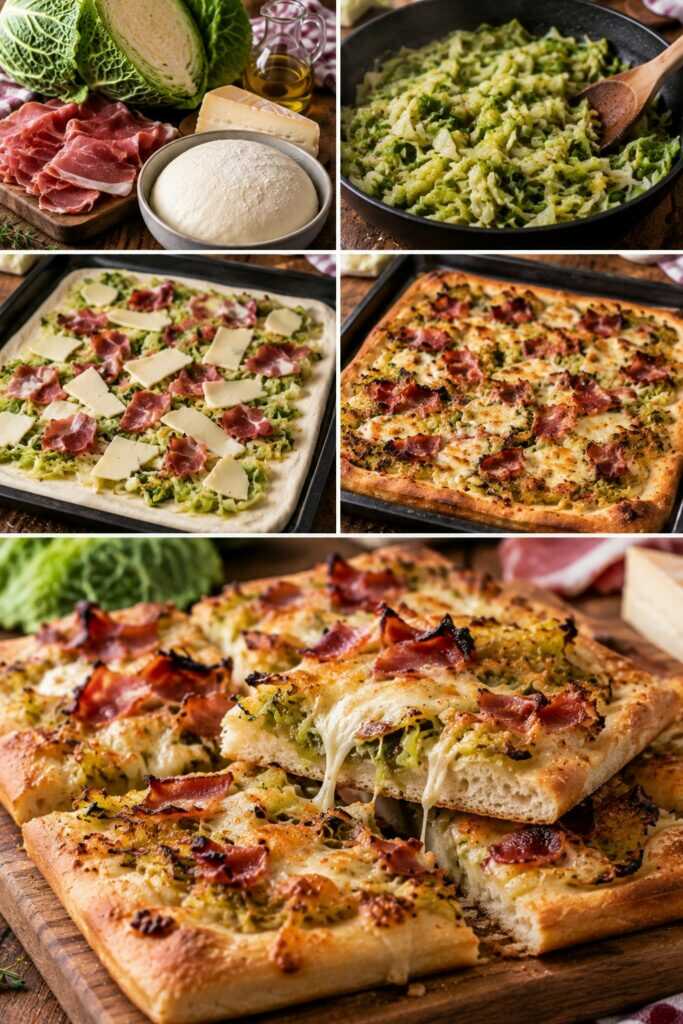 Pizza Bianca con Verza, Fontina e Speck Croccante
