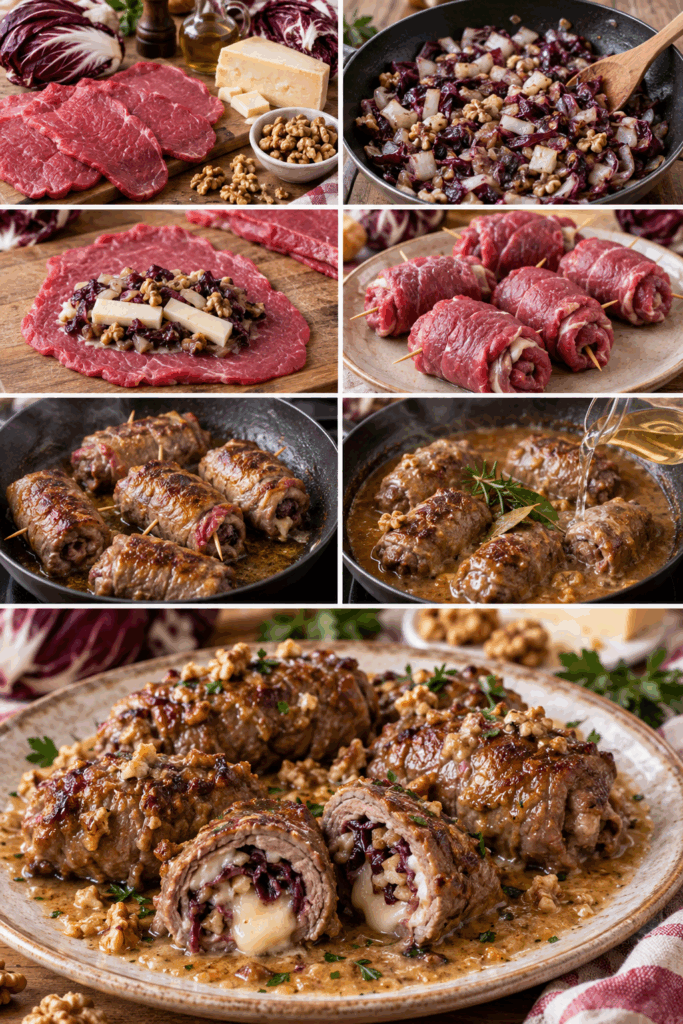 Involtini di Manzo con Radicchio, Asiago e Noci – Veneto