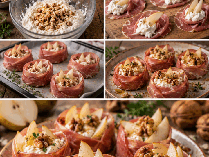 Roselline di Prosciutto Crudo con Stracciatella, Pere e Noci – Toscana