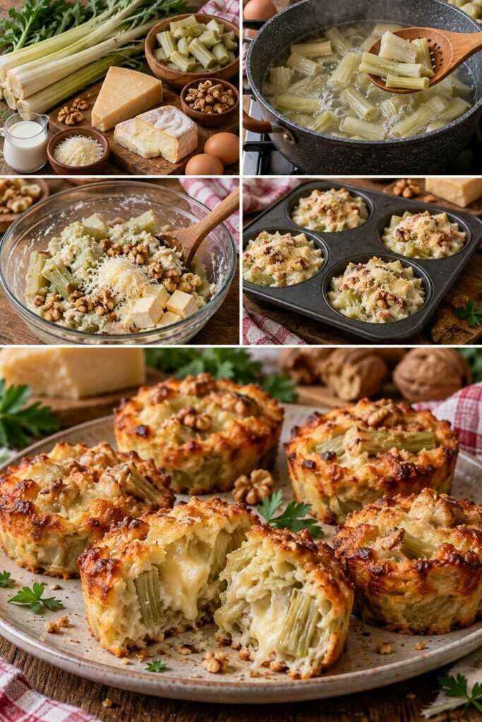 Tortini di Cardi con Parmigiano, Taleggio e Noci – Piemonte