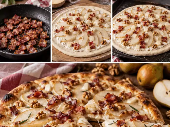 Pizza con Pere, Toma Piemontese, Noci e Pancetta Croccante – Piemonte