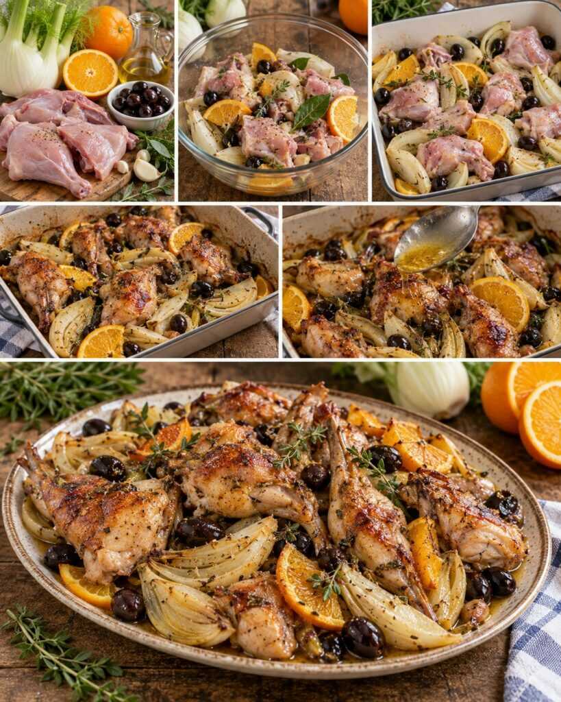 Coniglio al Forno con Finocchi, Arancia e Olive Nere – Sicilia