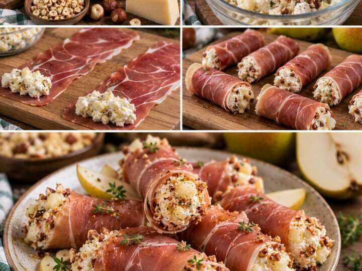 Cannoli Salati di Prosciutto Crudo con Ricotta, Pere e Nocciole – Emilia-Romagna