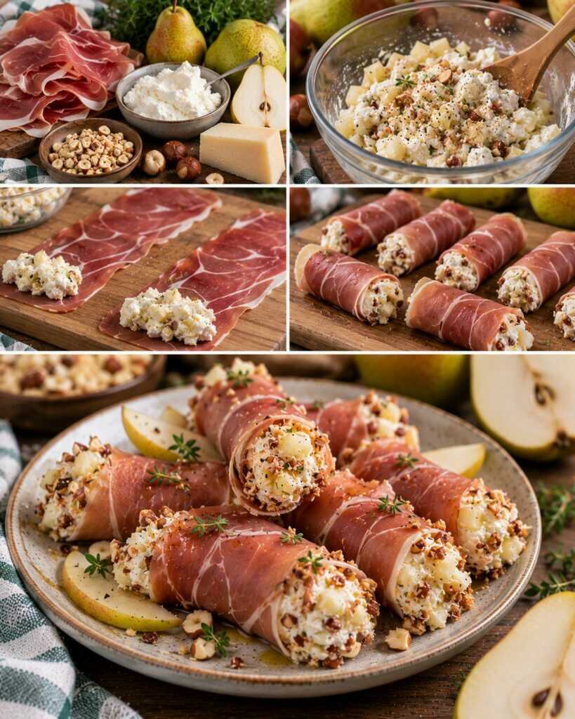Cannoli Salati di Prosciutto Crudo con Ricotta, Pere e Nocciole – Emilia-Romagna
