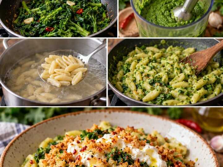 Cavatelli con Crema di Cime di Rapa, Burrata e Mollica Croccante – Puglia