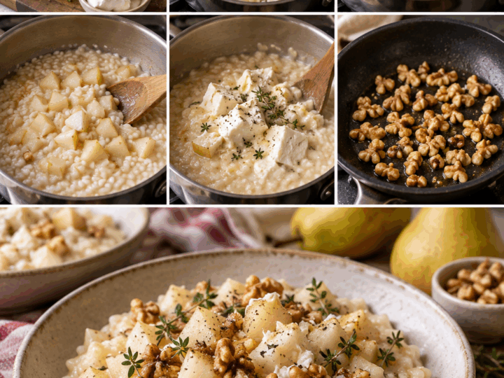 Risotto alle Pere, Robiola e Timo con Noci Croccanti – Piemonte