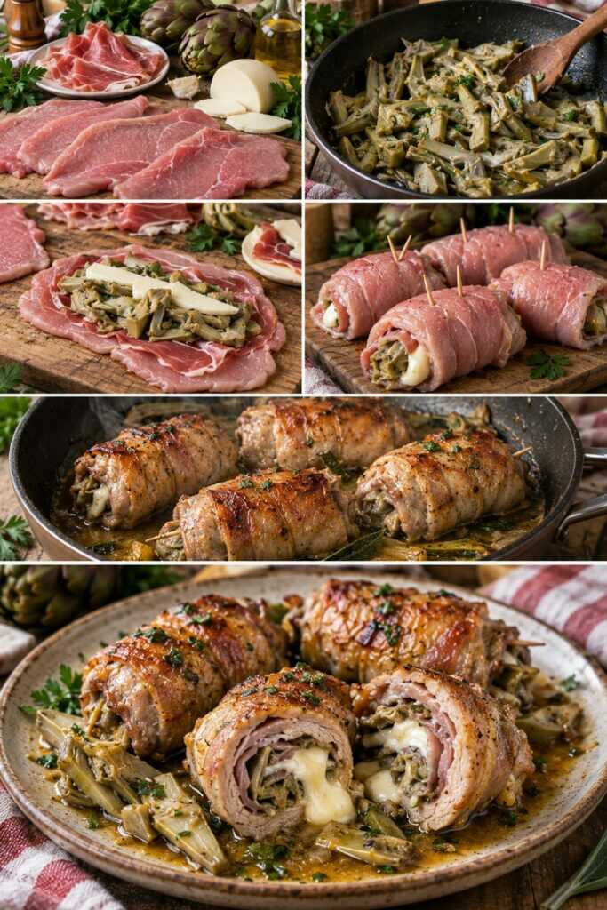 Braciole di Vitello con Carciofi, Provola e Prosciutto Crudo – Lazio