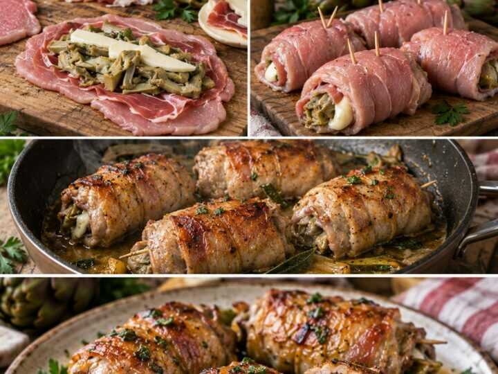 Braciole di Vitello con Carciofi, Provola e Prosciutto Crudo – Lazio