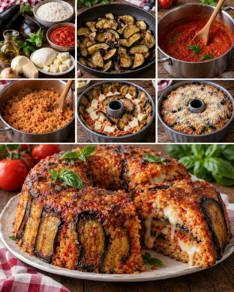 Timballo di Riso con Melanzane, Provola e Pomodoro – Campania