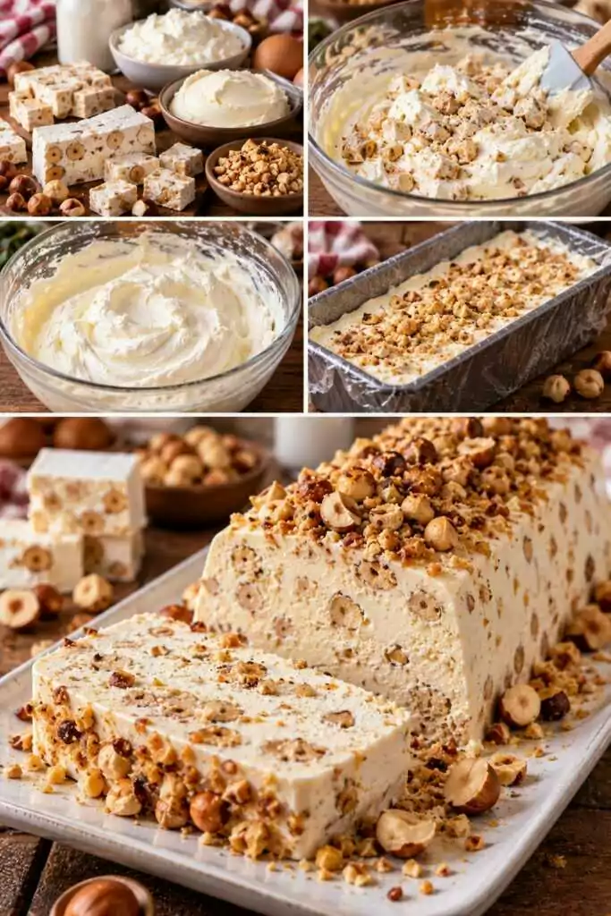 Semifreddo al Torrone con Crema di Mascarpone e Nocciole Croccanti – Piemonte