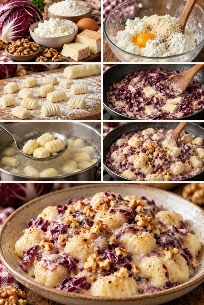 Gnocchi di Ricotta con Crema di Radicchio, Taleggio e Noci – Lombardia