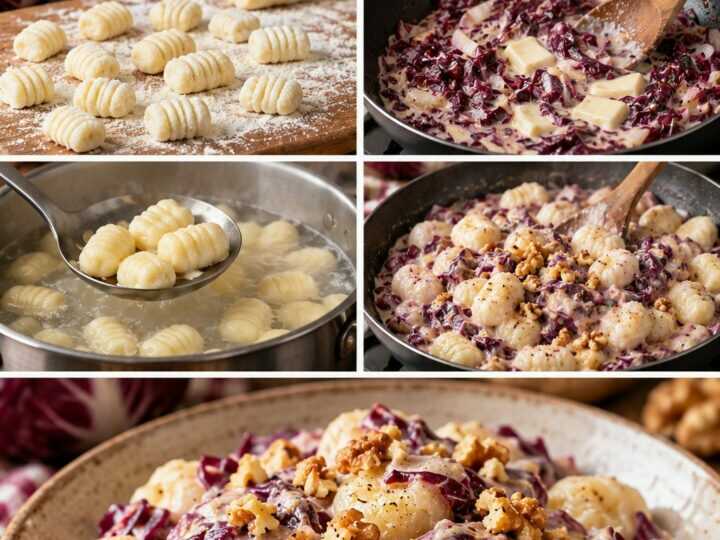 Gnocchi di Ricotta con Crema di Radicchio, Taleggio e Noci – Lombardia