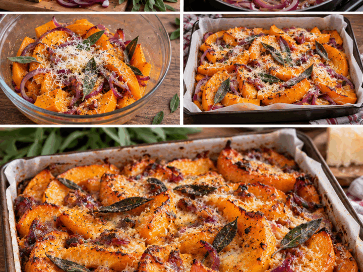 Zucca al Forno con Cipolla Rossa, Pecorino e Salvia – Toscana