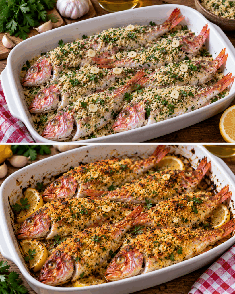 Triglie Gratinate con Pangrattato, Aglio e Prezzemolo – Puglia
