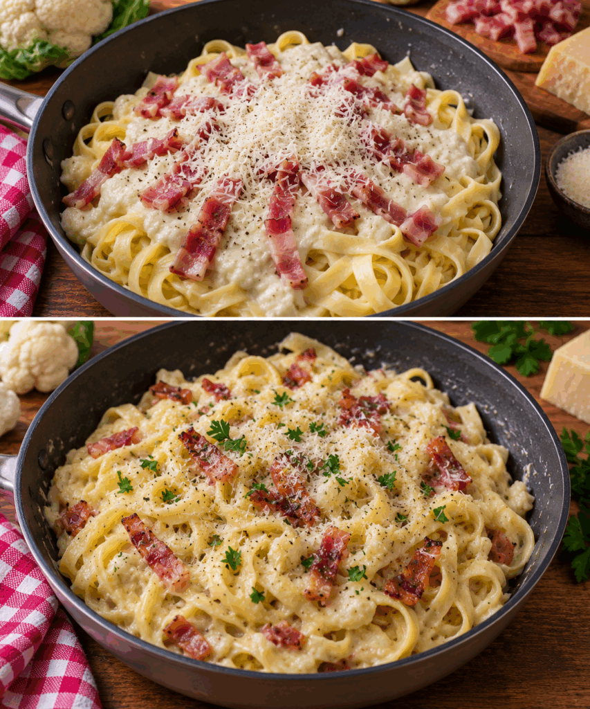 Tagliatelle con Crema di Cavolfiore, Speck e Parmigiano – Emilia-Romagna