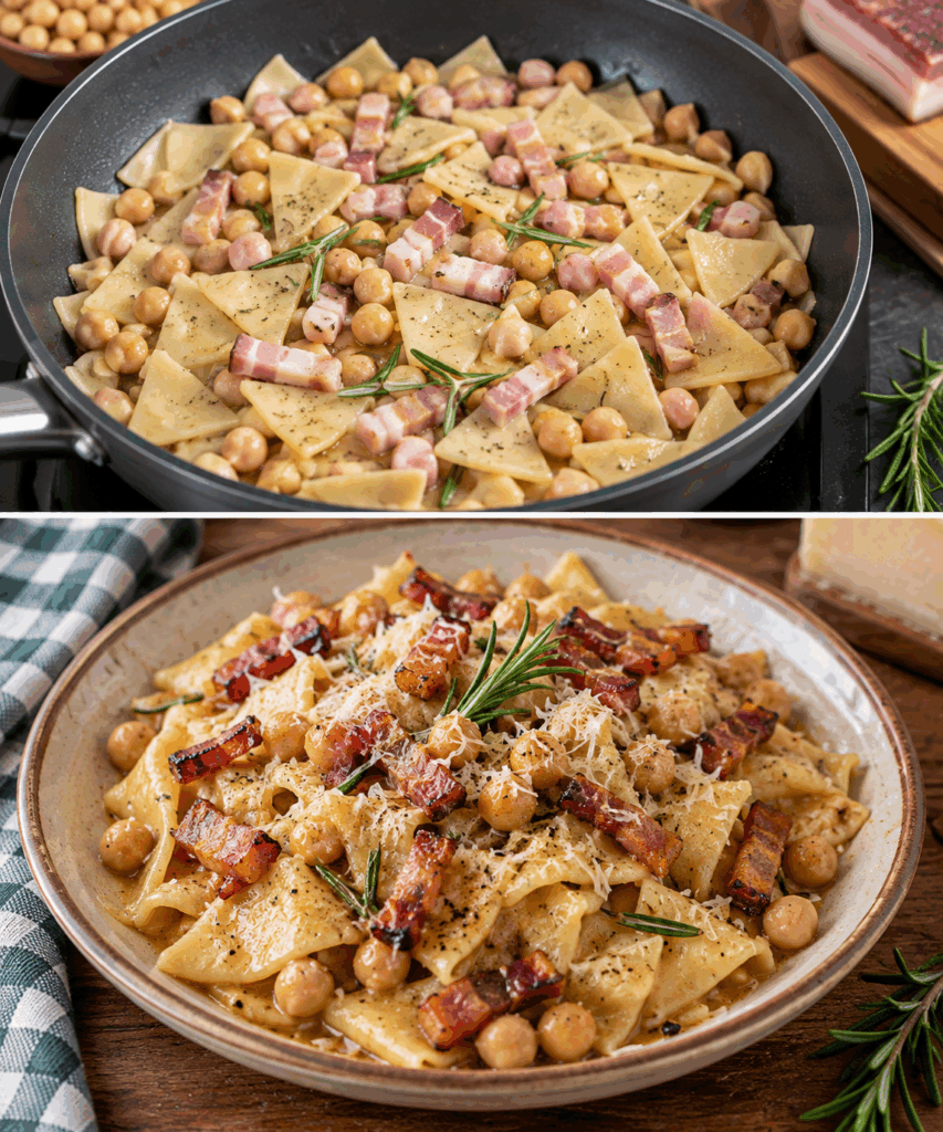 Maltagliati con Ceci, Rosmarino e Guanciale Croccante – Lazio