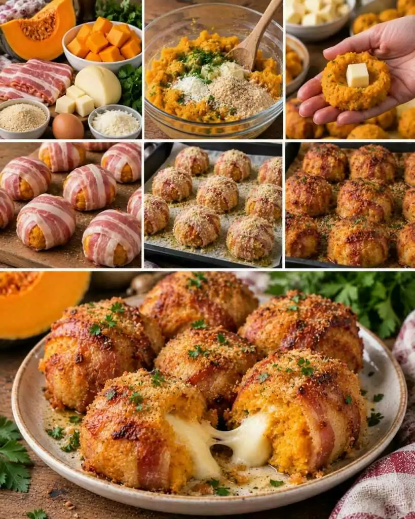 Bocconcini di Zucca con Cuore di Scamorza e Pancetta Croccante