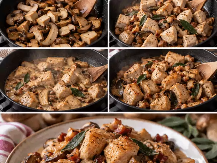 Bocconcini di Tacchino con Funghi Porcini, Pancetta e Salvia – Piemonte