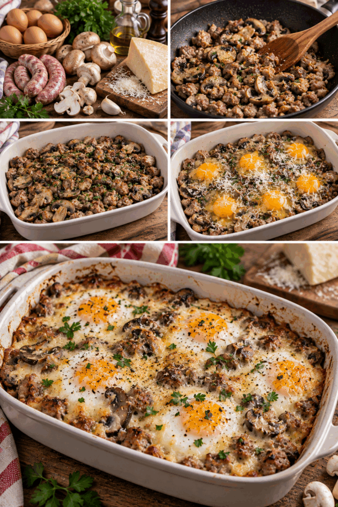 Uova al Forno con Salsiccia, Funghi e Pecorino – Umbria