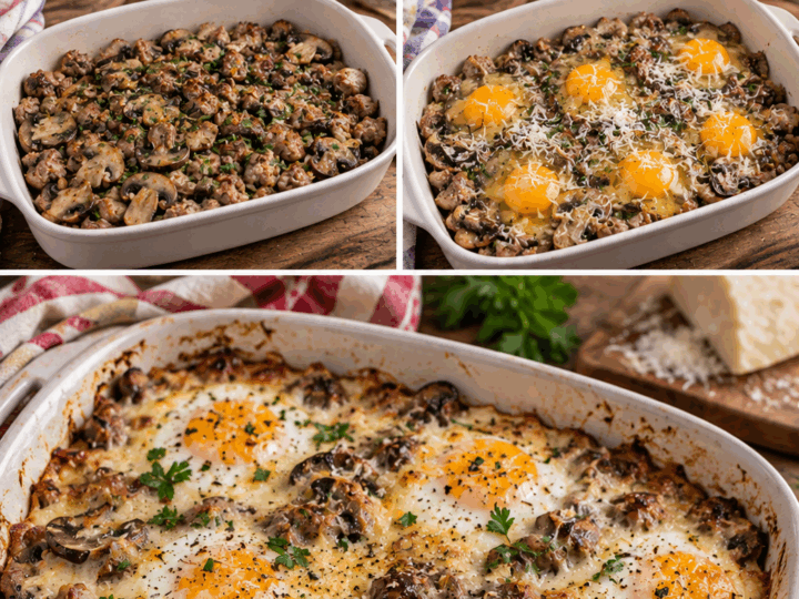 Uova al Forno con Salsiccia, Funghi e Pecorino – Umbria