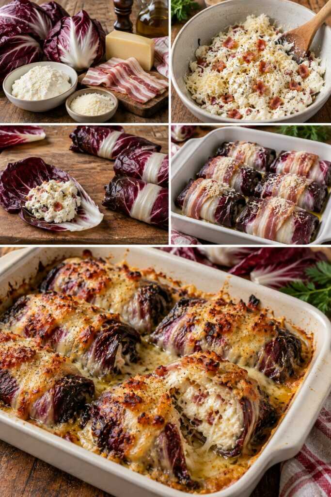Involtini di Radicchio con Ricotta, Asiago e Pancetta Croccante – Veneto