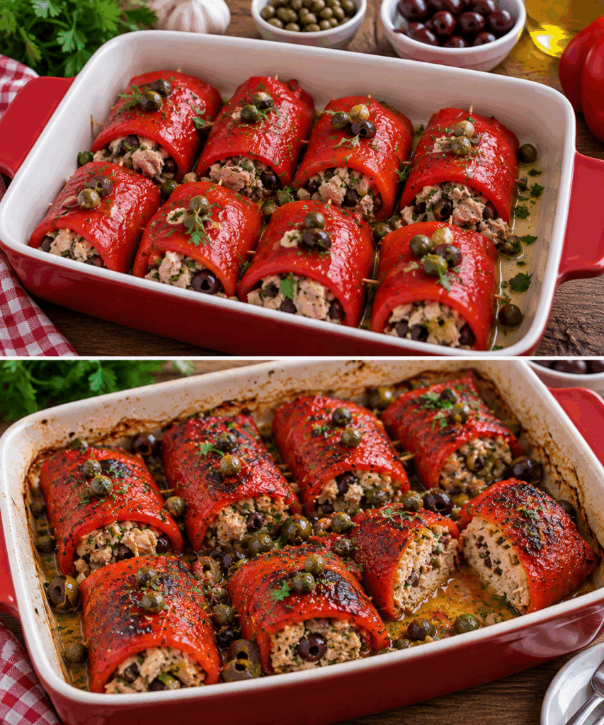 Involtini di Peperoni Arrostiti con Tonno, Capperi e Olive – Sicilia