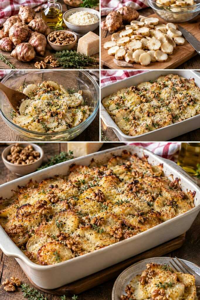 Topinambur al Forno con Parmigiano, Timo e Noci – Piemonte