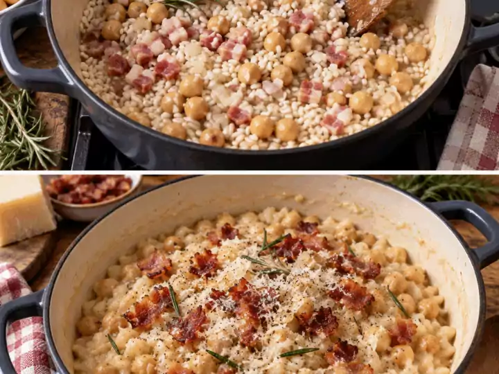 Risotto ai Ceci, Rosmarino e Pancetta Croccante – Lazio