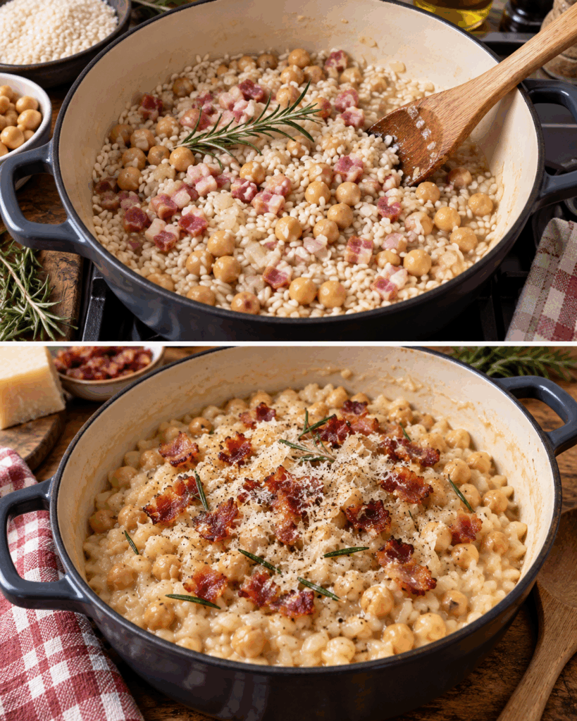 Risotto ai Ceci, Rosmarino e Pancetta Croccante – Lazio
