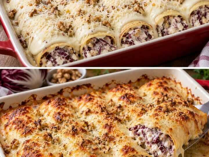 Cannelloni di Crespelle con Radicchio, Ricotta e Noci