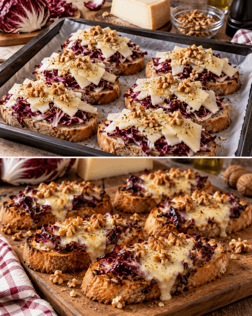Crostoni Caldi con Radicchio, Asiago e Noci – Veneto
