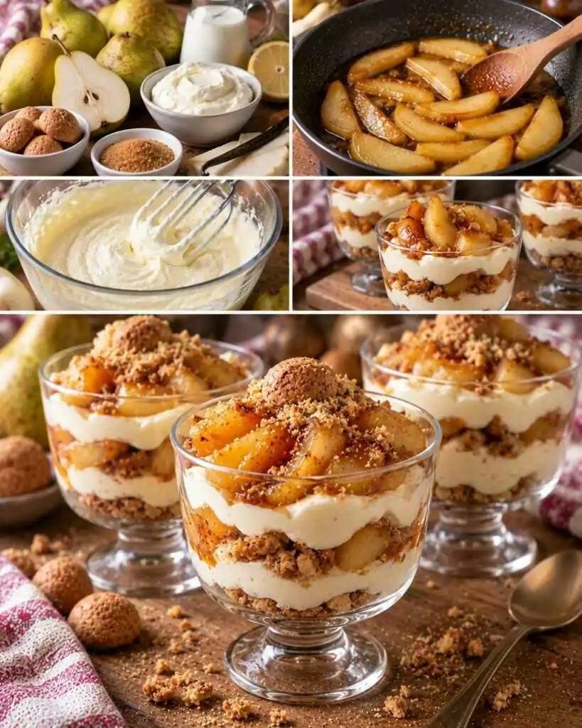 Coppa di Pere Caramellate con Crema al Mascarpone e Amaretti – Lombardia