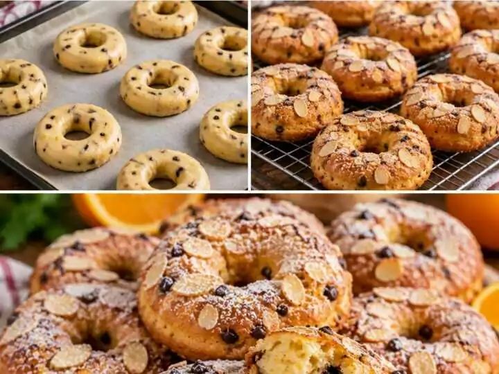 Ciambelline Soffici all’Arancia con Ricotta, Mandorle e Gocce di Cioccolato