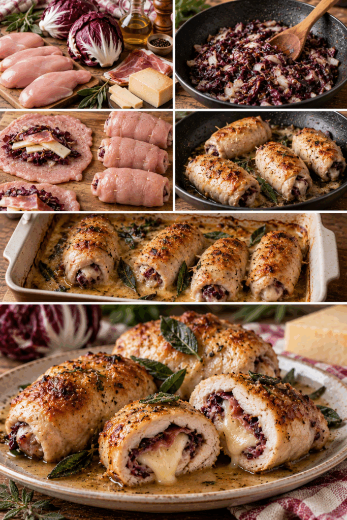 Involtini di Pollo con Radicchio, Montasio e Speck – Friuli-Venezia Giulia