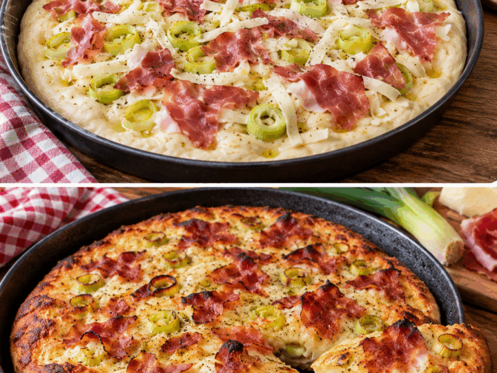 Pizza al Tegamino con Toma, Porri e Speck – Piemonte